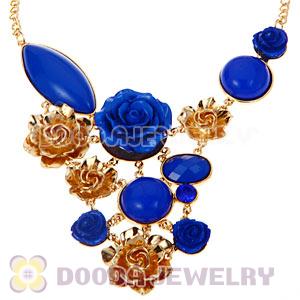 Fashion Ellipse Round Resin Gemstone Flower Choker Bib Jewelry Necklace