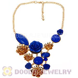 Fashion Ellipse Round Resin Gemstone Flower Choker Bib Jewelry Necklace