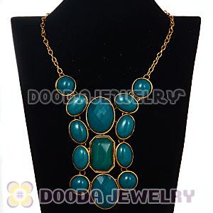 European Chunky Resin Gem Statement Choker Bib Necklace