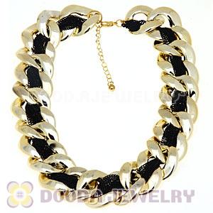 Chunky Gold Interlocking Chain And Black Chain Necklace Wholesale 