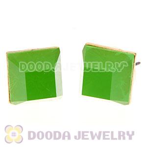 Gold Plated Green Cubic Jelly Resin Diamond Stud Earrings Wholesale