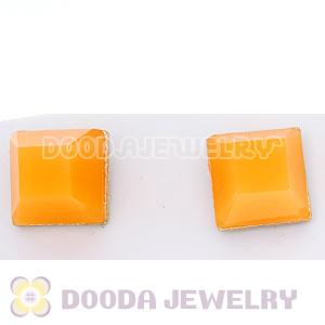 Gold Plated Orange Cubic Jelly Resin Diamond Stud Earrings Wholesale
