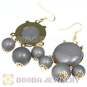 Fashion Gold Plated Drop Grey Bubble Earrings Wholesale