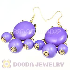 Fashion Gold Plated Drop Violet Bubble Earrings Wholesale
