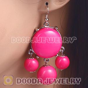 Fashion Silver Plated Drop Pink Bubble Earrings Resin Wholesale