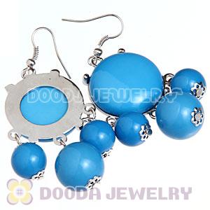 Fashion Silver Plated Drop Blue Bubble Earrings Resin Wholesale