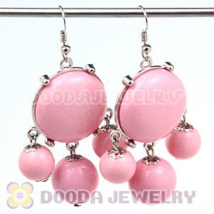 Fashion Silver Plated Drop Pink Bubble Earrings Wholesale