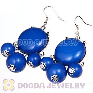 Fashion Silver Plated Drop Dark Blue Bubble Earrings Resin Wholesale