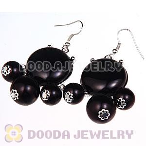 Fashion Silver Plated Drop Black Bubble Earrings Resin Wholesale