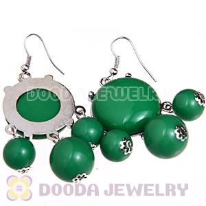 Fashion Silver Plated Drop Dark Green Bubble Earrings Resin Wholesale