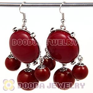 Fashion Silver Plated Drop Claret Bubble Earrings Wholesale