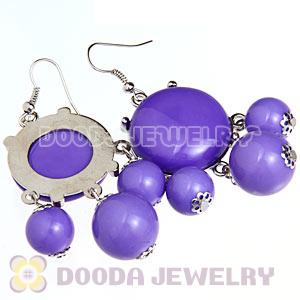 Fashion Silver Plated Drop Violet Bubble Earrings Resin Wholesale