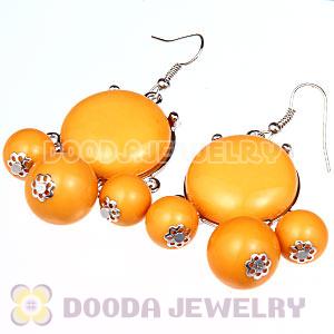 Fashion Silver Plated Drop Yolk Yellow Bubble Earrings Resin Wholesale
