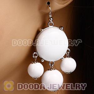 Fashion Silver Plated Drop White Bubble Earrings Resin Wholesale