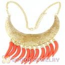 Vintage Style Retro Crescent Chunky Choker Bib Necklace With Plastic Chile