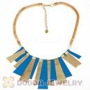Women Chunky Chain Enamel Hammered Geometrical Choker Bib Necklace