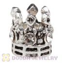European Style Silver Plated Crown Charm Bead With White Stone Wholesale