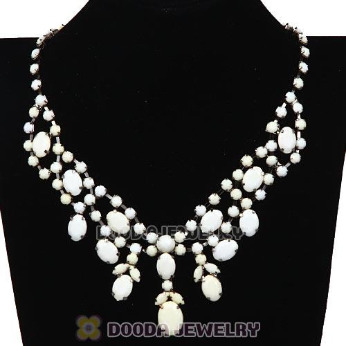 Chunky Multilayer White Resin Rhinestone Choker Bib Collar Necklace Wholesale