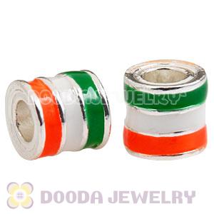Silver Plated Enamel European Ireland Flag Charm Beads Wholesale 