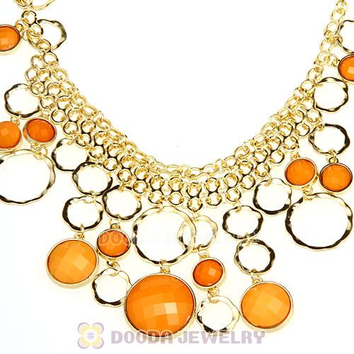 Gold Chain Multilayer Yolk Yellow Resin Choker Bib Necklaces Wholesale