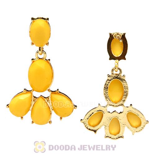 Fashion Yellow Resin Plaza Athenee Chandelier Drop Earrings Wholesale