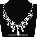 Chunky Multilayer White Resin Rhinestone Choker Bib Collar Necklace Wholesale