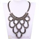 European New Chunky Flat Snake Chain Crystal Choker Bib Collar Necklace