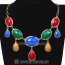 European Geometry Facets Colorful Resin Drop Choker Bib Necklaces Wholesale