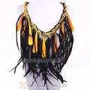 Ladies Jewellery Chunky Rope Drip Feather Tassel Choker Bib Necklace