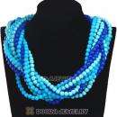 Multi Strand Multi Color Plastic Beaded Braided Bib Necklaces Wholesale
