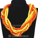 Multi Strand Multi Color Plastic Beaded Braided Bib Necklaces Wholesale