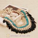 Fashion Lots layered Gem Beads Tassel Bib Choker Vintage Gold Necklace