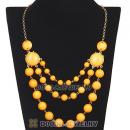 Gold Chain Three Layers Yolk Yellow Resin Bubble Bib Statement Necklaces Wholesale