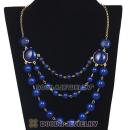 Gold Chain Three Layers Navy Resin Bubble Bib Statement Necklaces Wholesale