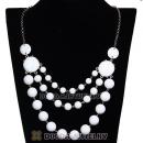 Fashion Silver Chains Three Layers White Resin Bubble Bib Statement Necklaces Wholesale
