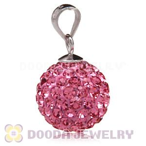 Sterling Silver 12mm Pave Pink Czech Crystal Pendants Wholesale