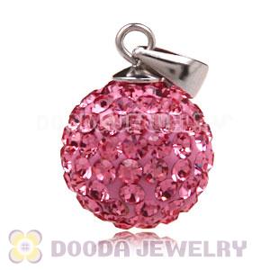 Sterling Silver 12mm Pave Pink Czech Crystal Pendants Wholesale