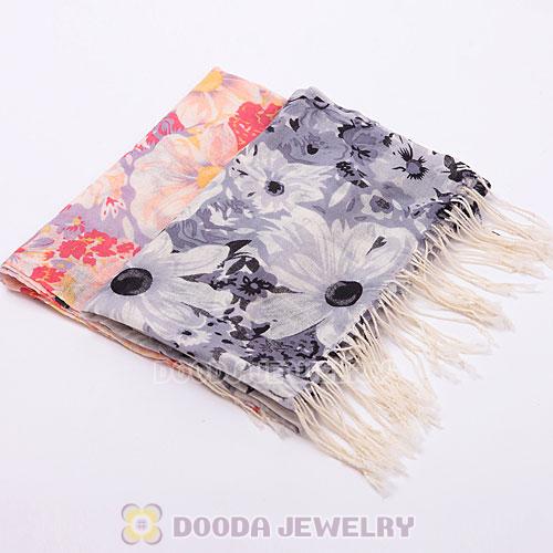 Urban Retro Flower Pattern Scarf Cashmere Wool Scarves Pashmina Shawl Wholesale