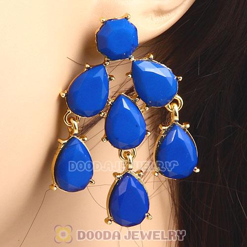 Fashion Dark Blue Resin Drop Chandelier Bubble Earrings Wholesale