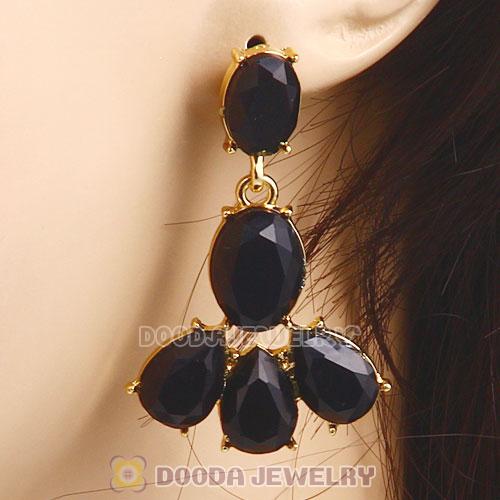 Fashion Black Resin Plaza Athenee Chandelier Drop Earrings Wholesale