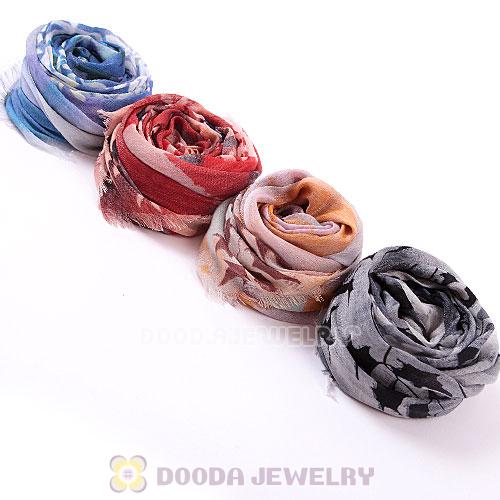 Urban Retro Modal Wool Scarf Flower Pattern Pashmina Shawl Scarves
