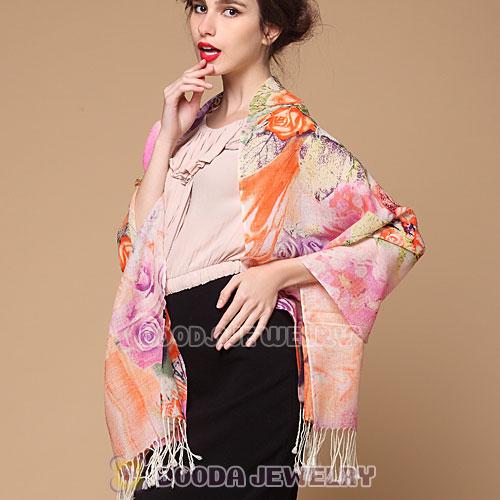 Urban Retro Textile Printing Wool Scarf Infinity Tassel Pashmina Shawl Scarves