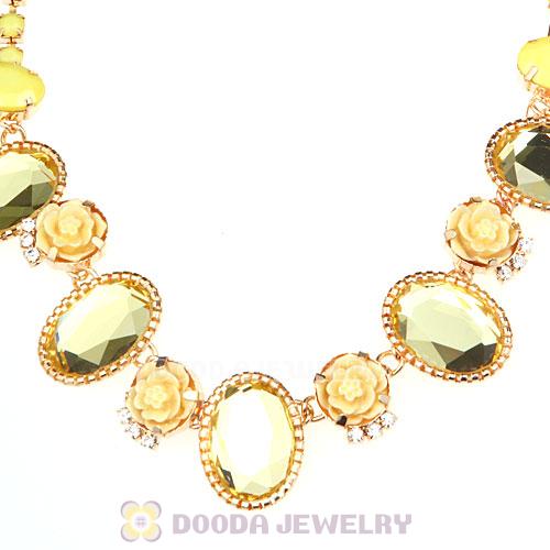 Yellow Resin Crystal Rose Flower Bubble Choker Bib Necklaces Wholesale