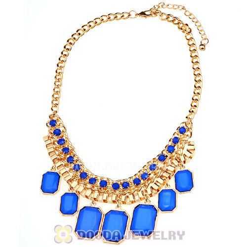Chunky Resin Diamond Choker Blue Bib Necklaces Wholesale