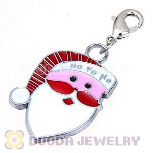 Platinum Plated Enamel European Jewelry Christmas Santa Claus Charms Wholesale