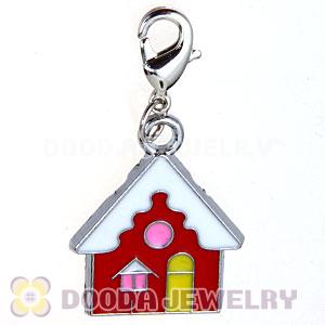 Platinum Plated Enamel European Christmas House Dangle Charms Wholesale