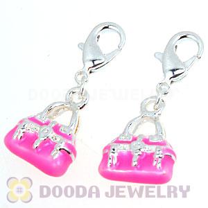 Fashion Tscharm Jewelry Silver Plated Alloy Pink Handbag Charms Wholesale 