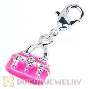 Fashion Tscharm Jewelry Silver Plated Alloy Pink Handbag Charms Wholesale 