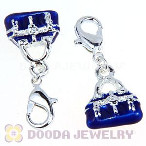 Fashion Tscharm Jewelry Silver Plated Alloy Blue Handbag Charms Wholesale 