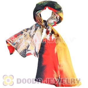New Arrival European Mulberry Silk Scarves Digital Painting Pashmina Shawls Wholesale